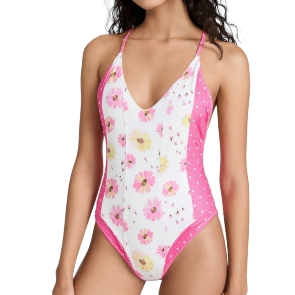 Loveshackfancy Bright Peony Multi Shailee 1 Piece Swimsuit - Size XS NWOT